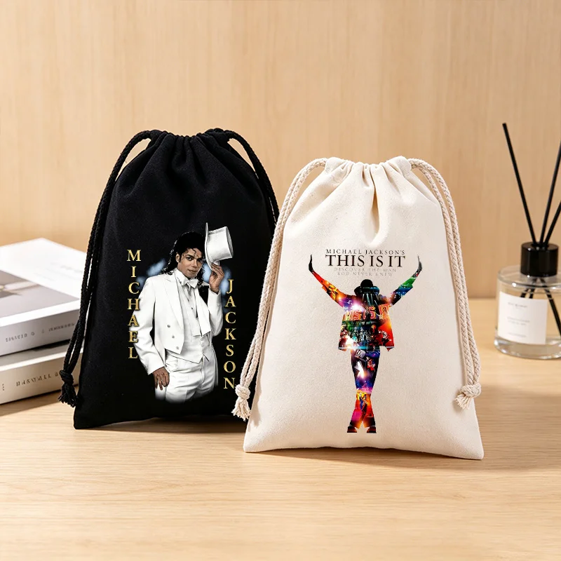 Michael Jackson Drawstring Bag Graphic Figure Print Pockets Gifts Bags Portable Jewelry Storage Pouches Men Women Packing Bags