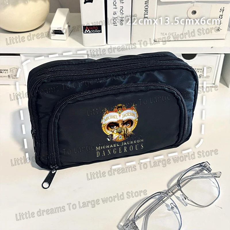 Michael Jackson Pencil Case Singer MJ Fashion Pen Box Pencil Bags Student Supplies Large Storage School Office Gift Pen Pouches