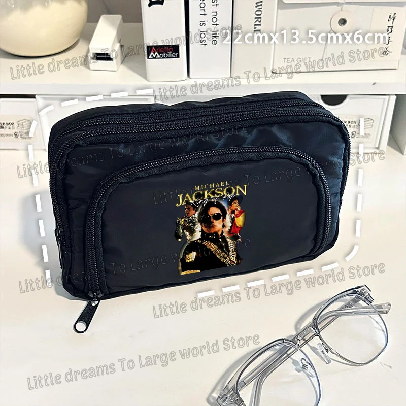 Michael Jackson Pencil Case Singer MJ Fashion Pen Box Pencil Bags Student Supplies Large Storage School Office Gift Pen Pouches
