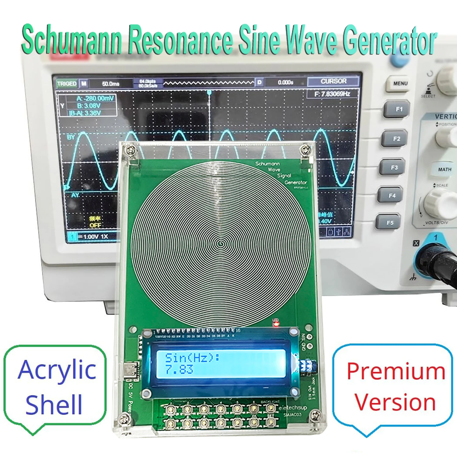 Adjustable 0.01HZ~100KHZ 7.83Hz Schumann Resonance Ultra-low Frequency Pulse Wave Generator Audio Resonator with Case Pure Sine