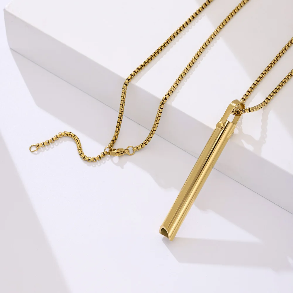 Stainless Steel Anxiety Breathe Easy Necklace Mindfulness Breathing Necklace Breathlace for Natural Calm & Stress Relief Box