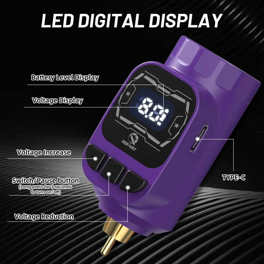 DQFART Brand M3 Electric Wireless Tattoo Machine Pen Detachable Battery Head Light Plastic 1200mAh Artists Body Art Creative
