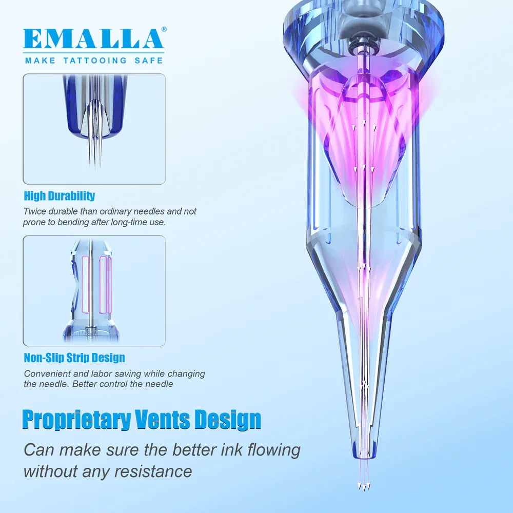 20/10pcs EMALLA Eliot Tattoo Cartridge Needles RL RS CM MG Disposable Sterilize Tattoo Permanent Makeup Cartridge Machine Needle