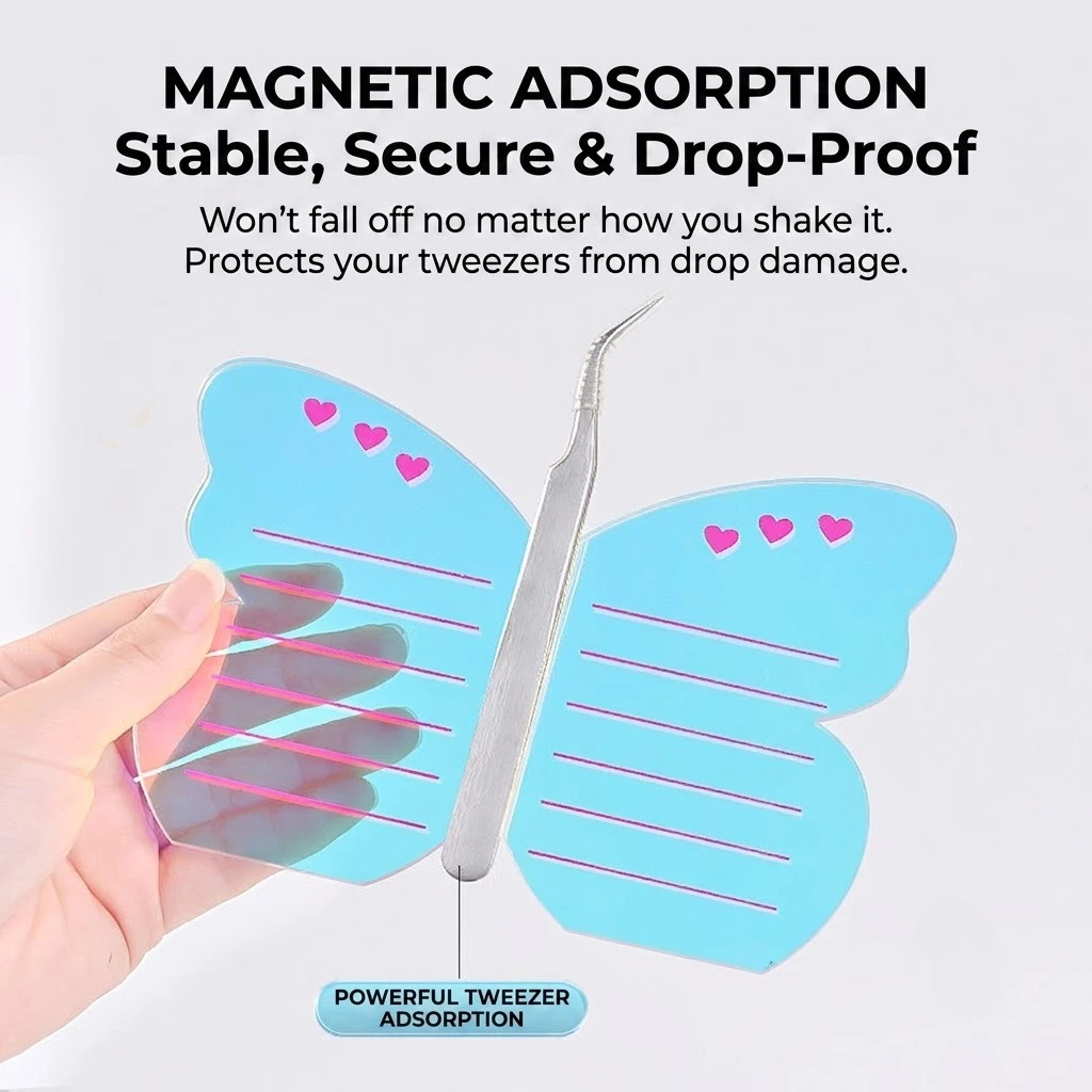Upgraded Lash Extension Palette with Magnetic Tweezer Holder, Professional Eyelash Grafting Display Board with Scale Lines