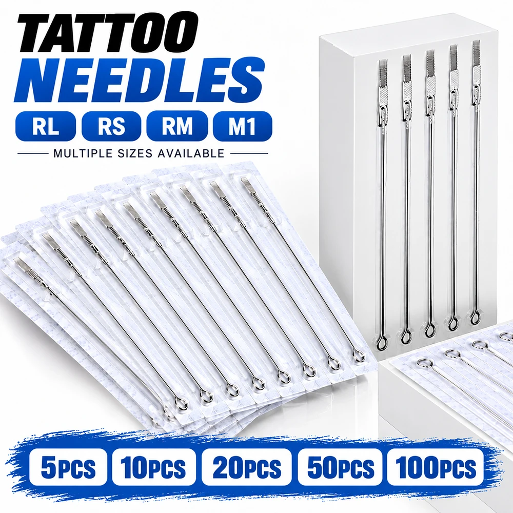 50/20//10/5PCS Sterilized Tattoo Needles 1 3 5 7 9 11 13 14 15RL RS M1 RM Tattoo Needle for Tattoo Permanent Makeup Machine