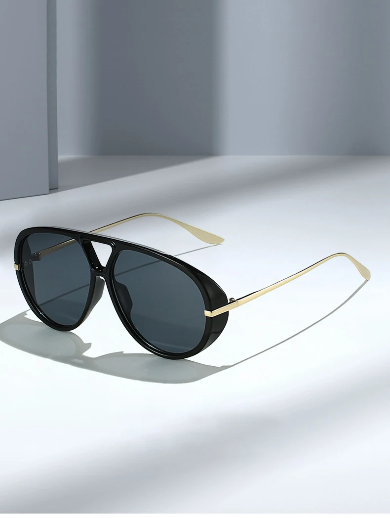 SO&EI Ins Popular Fashion Double Bridges Pilot Women Oversized Sunglasses Retro Candy Color Gradient UV400 Men Punk Sun Glasses