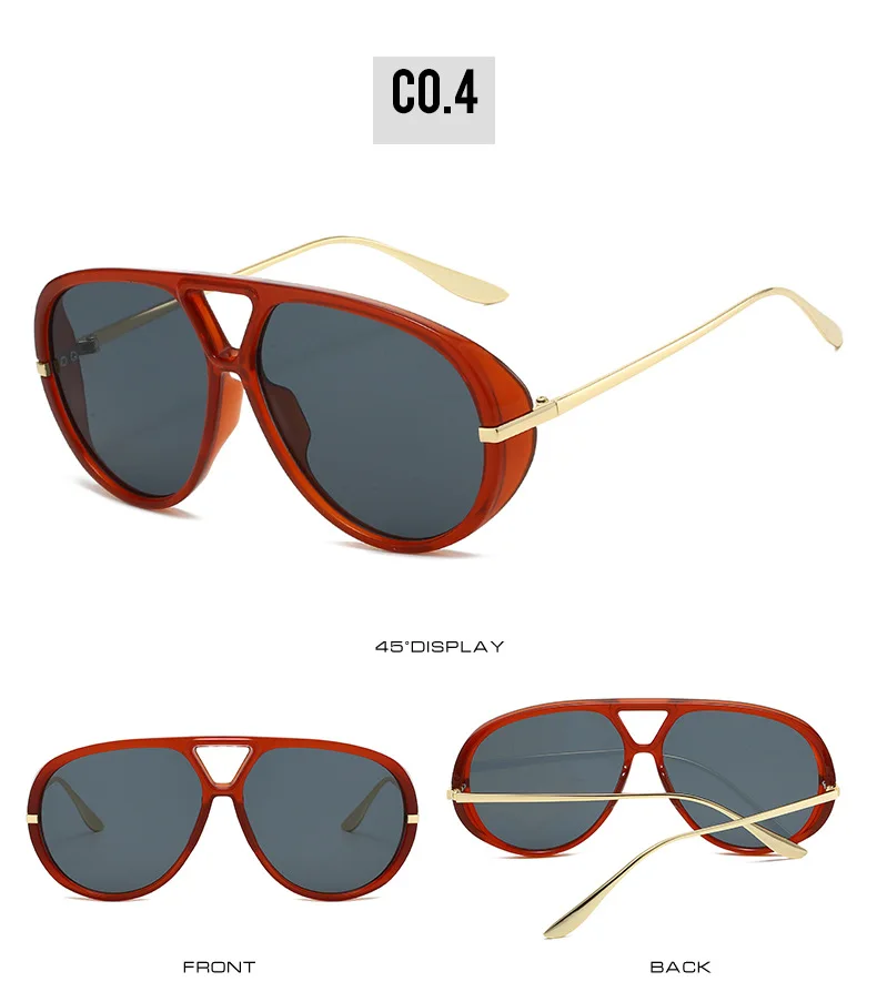 SO&EI Ins Popular Fashion Double Bridges Pilot Women Oversized Sunglasses Retro Candy Color Gradient UV400 Men Punk Sun Glasses