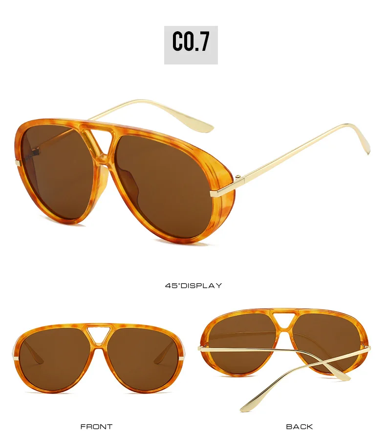 SO&EI Ins Popular Fashion Double Bridges Pilot Women Oversized Sunglasses Retro Candy Color Gradient UV400 Men Punk Sun Glasses