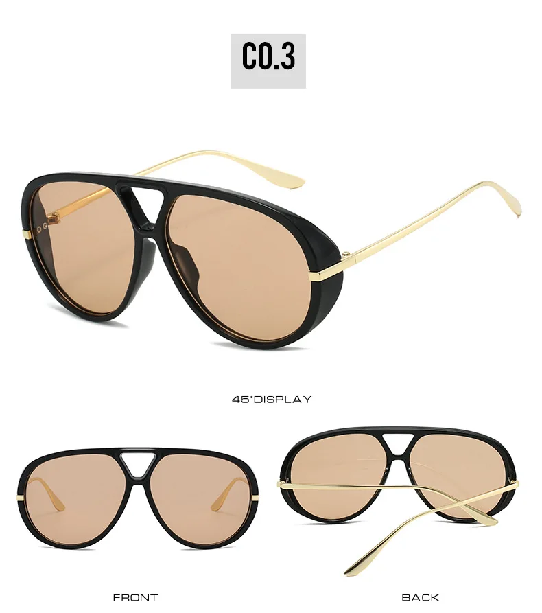SO&EI Ins Popular Fashion Double Bridges Pilot Women Oversized Sunglasses Retro Candy Color Gradient UV400 Men Punk Sun Glasses