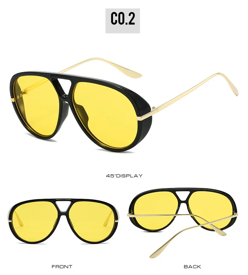 SO&EI Ins Popular Fashion Double Bridges Pilot Women Oversized Sunglasses Retro Candy Color Gradient UV400 Men Punk Sun Glasses