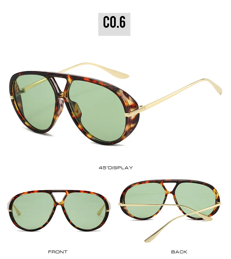 SO&EI Ins Popular Fashion Double Bridges Pilot Women Oversized Sunglasses Retro Candy Color Gradient UV400 Men Punk Sun Glasses