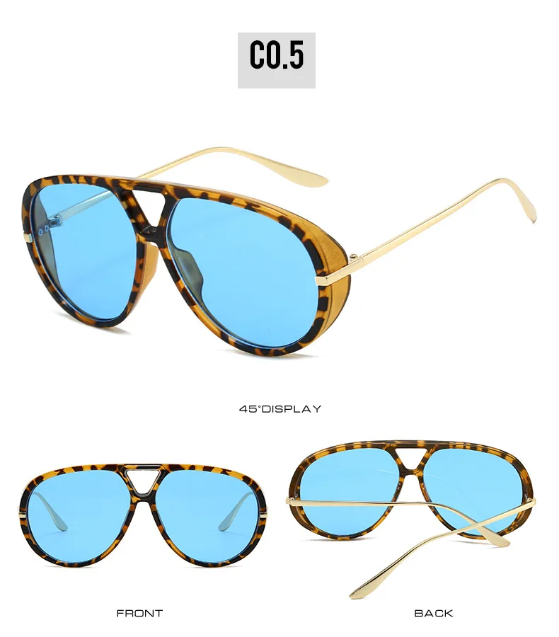 SO&EI Ins Popular Fashion Double Bridges Pilot Women Oversized Sunglasses Retro Candy Color Gradient UV400 Men Punk Sun Glasses