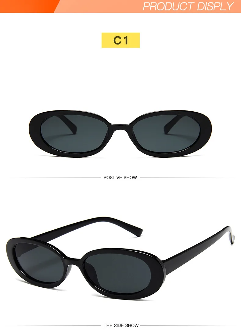Retro Small Oval Frame Riding Sunglasses Women Fashion Black Cow Color Sun Glasses Fashion Shades Polarized Eyewear UV400