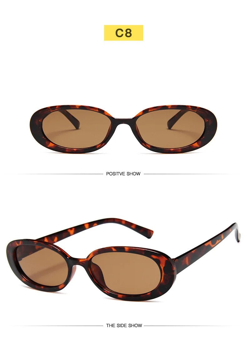 Retro Small Oval Frame Riding Sunglasses Women Fashion Black Cow Color Sun Glasses Fashion Shades Polarized Eyewear UV400