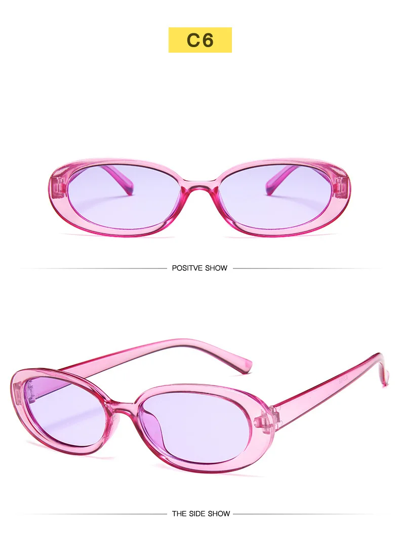 Retro Small Oval Frame Riding Sunglasses Women Fashion Black Cow Color Sun Glasses Fashion Shades Polarized Eyewear UV400