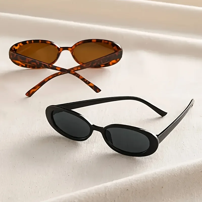 Retro Small Oval Frame Riding Sunglasses Women Fashion Black Cow Color Sun Glasses Fashion Shades Polarized Eyewear UV400