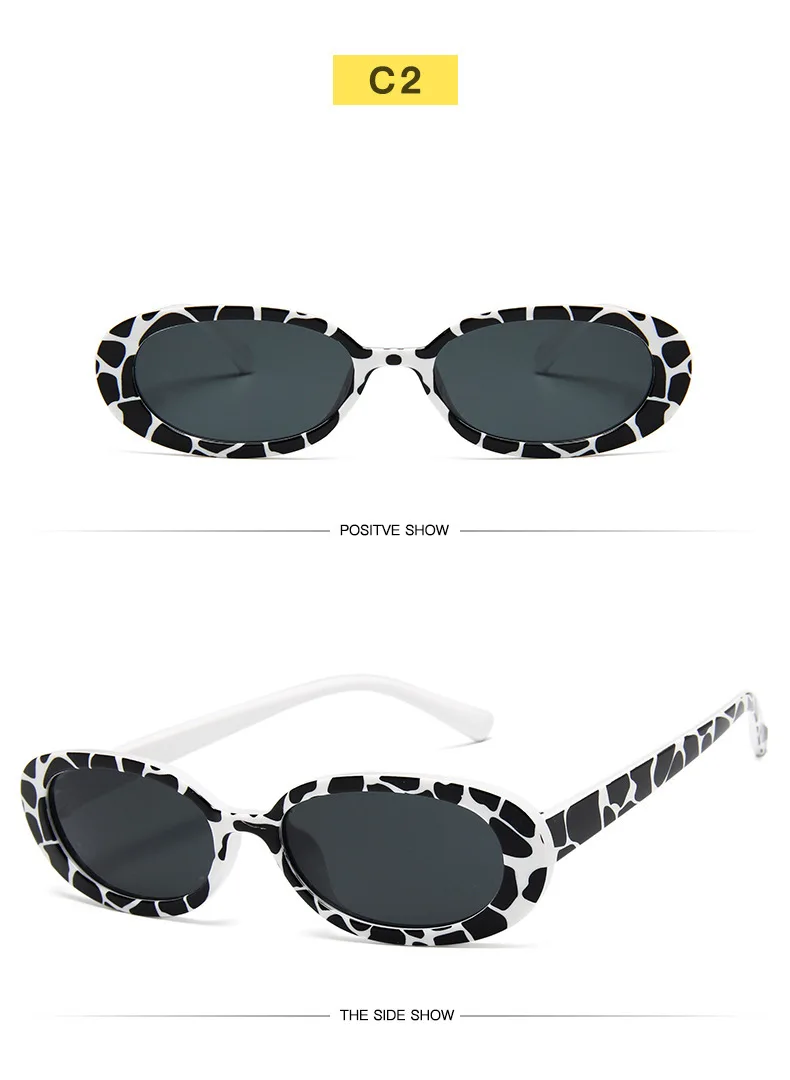 Retro Small Oval Frame Riding Sunglasses Women Fashion Black Cow Color Sun Glasses Fashion Shades Polarized Eyewear UV400