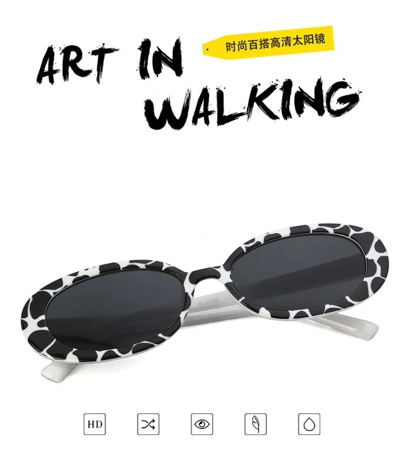Retro Small Oval Frame Riding Sunglasses Women Fashion Black Cow Color Sun Glasses Fashion Shades Polarized Eyewear UV400