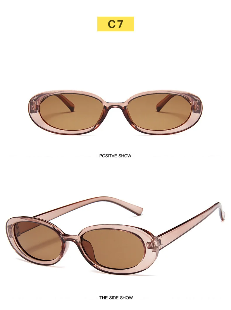 Retro Small Oval Frame Riding Sunglasses Women Fashion Black Cow Color Sun Glasses Fashion Shades Polarized Eyewear UV400