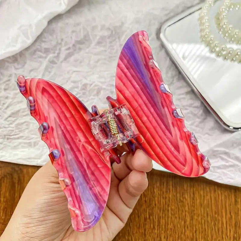Vintage Floral Hair Claw Female Temperament Elegant Printing Claw Clip Crab Hair Clips Colorful Shark Clip Hair Accessories 2024