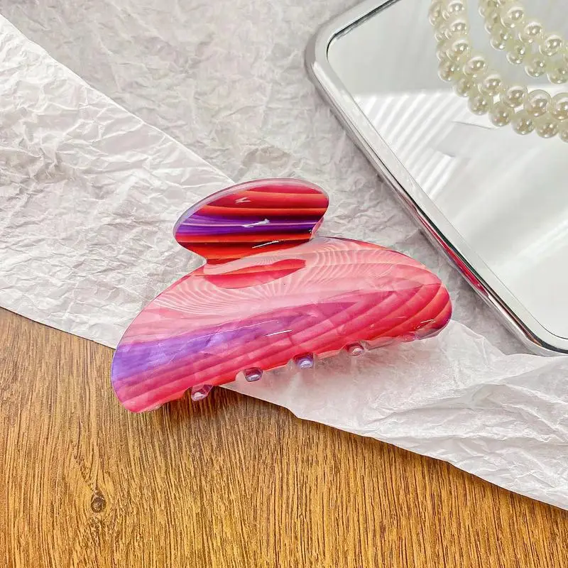 Vintage Floral Hair Claw Female Temperament Elegant Printing Claw Clip Crab Hair Clips Colorful Shark Clip Hair Accessories 2024