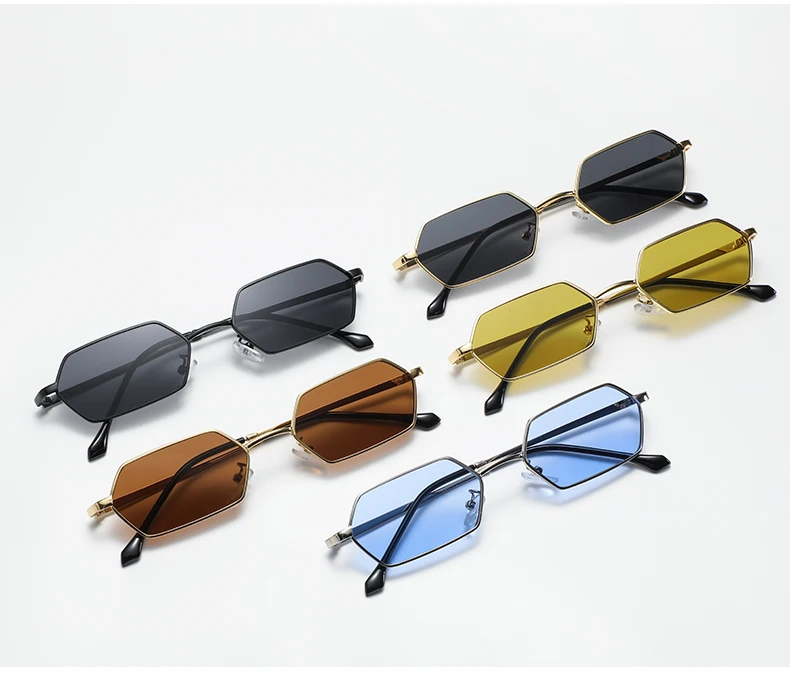 Cycling New Personalized Small Frame Women Sunglasses Retro Polygon Sun Glasses Fashion Men Street Photography Eyeglasses UV400