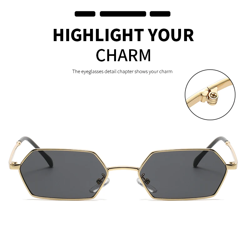 Cycling New Personalized Small Frame Women Sunglasses Retro Polygon Sun Glasses Fashion Men Street Photography Eyeglasses UV400