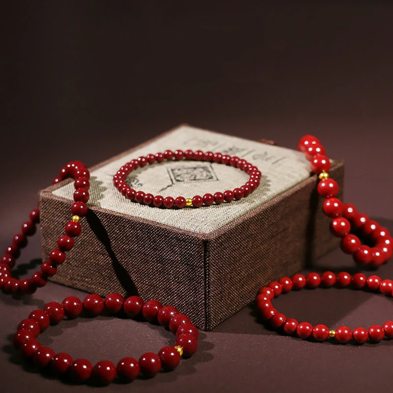 Vintage Red Cinnabar Beads Bracelets for Women Men Charm Pixiu Wealth Lucky Amulet Bracelet Unisex Prayer Jewelry Birthday Gift