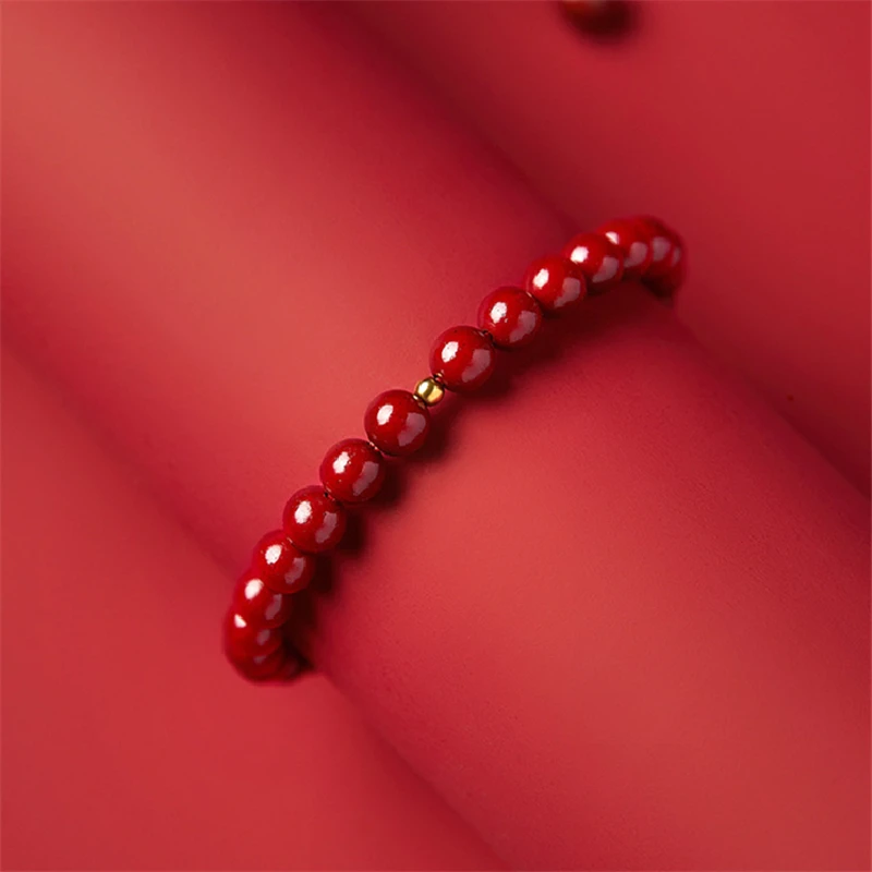 Vintage Red Cinnabar Beads Bracelets for Women Men Charm Pixiu Wealth Lucky Amulet Bracelet Unisex Prayer Jewelry Birthday Gift