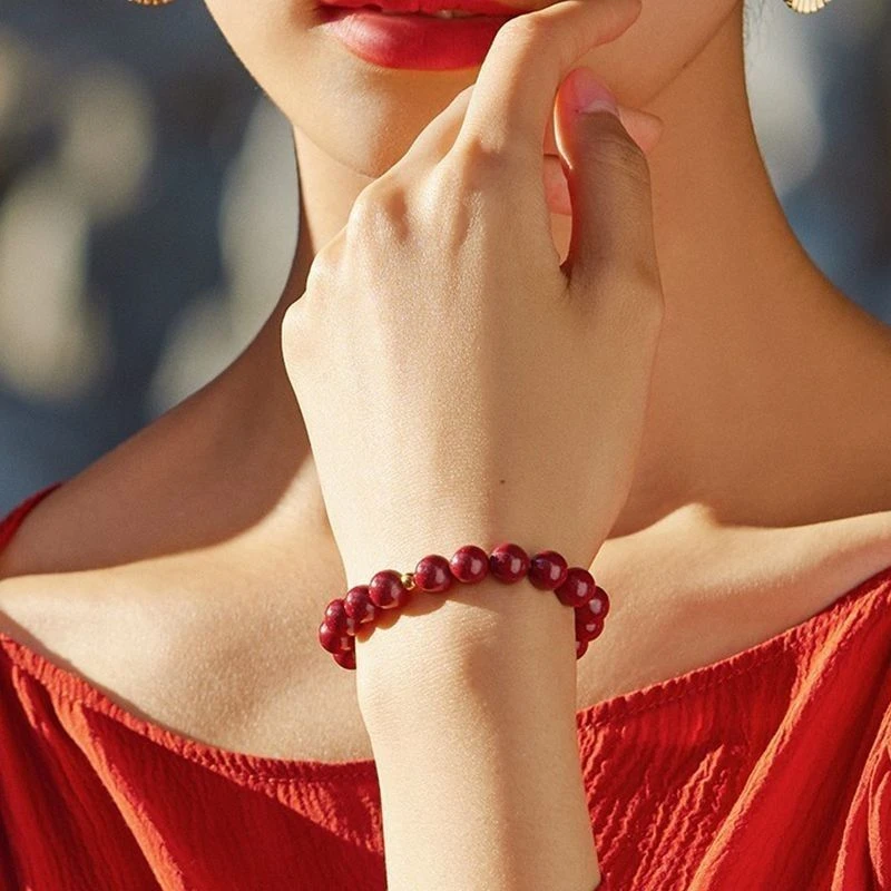 Vintage Red Cinnabar Beads Bracelets for Women Men Charm Pixiu Wealth Lucky Amulet Bracelet Unisex Prayer Jewelry Birthday Gift