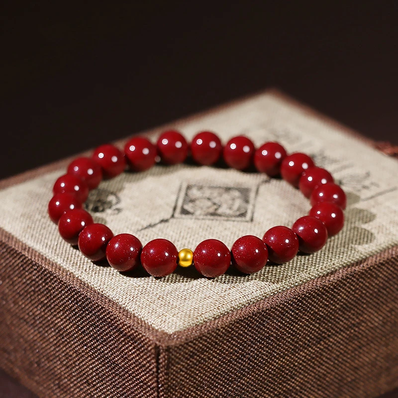 Vintage Red Cinnabar Beads Bracelets for Women Men Charm Pixiu Wealth Lucky Amulet Bracelet Unisex Prayer Jewelry Birthday Gift