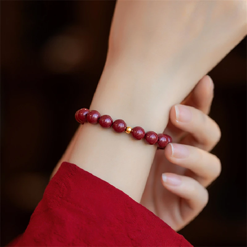 Vintage Red Cinnabar Beads Bracelets for Women Men Charm Pixiu Wealth Lucky Amulet Bracelet Unisex Prayer Jewelry Birthday Gift