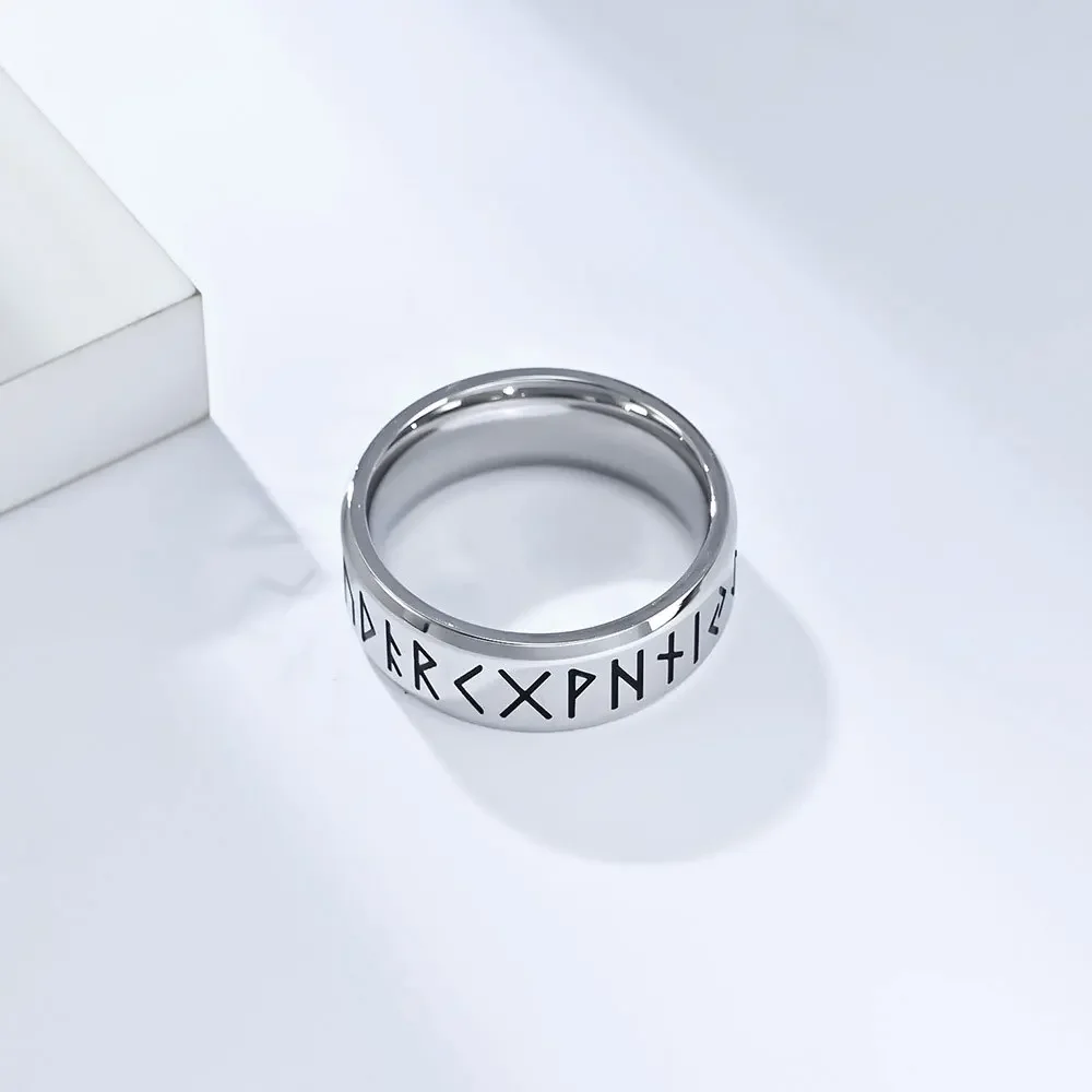 YILUOCD Stainless Steel Viking Runes Ring for Men Women Vintage Nordic Celtic Knot Rings Odin Letter Amulet Jewelry Wholesale