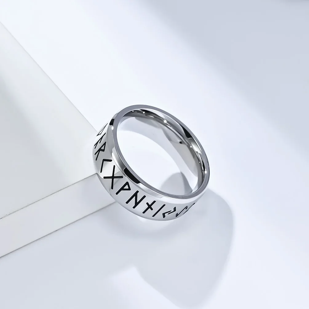 YILUOCD Stainless Steel Viking Runes Ring for Men Women Vintage Nordic Celtic Knot Rings Odin Letter Amulet Jewelry Wholesale