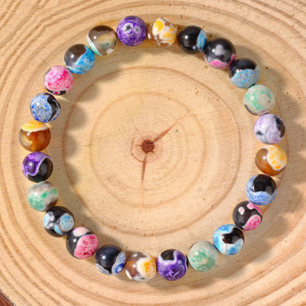 Colorful Natural Stone Bracelet For Women 8MM Beads Elastic Chain Wrap Bangle Female Bohemia Party Jewelry Accessories