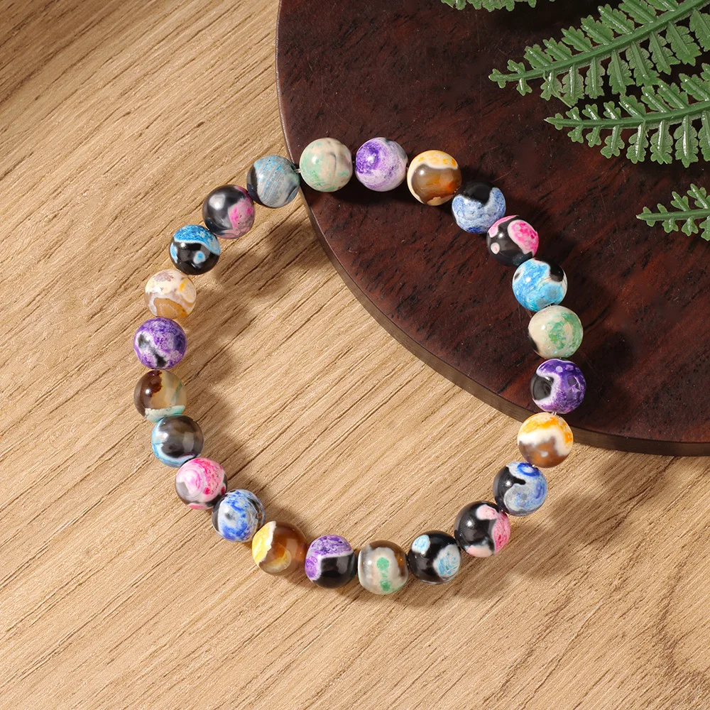 Colorful Natural Stone Bracelet For Women 8MM Beads Elastic Chain Wrap Bangle Female Bohemia Party Jewelry Accessories