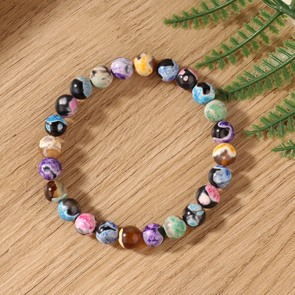 Colorful Natural Stone Bracelet For Women 8MM Beads Elastic Chain Wrap Bangle Female Bohemia Party Jewelry Accessories