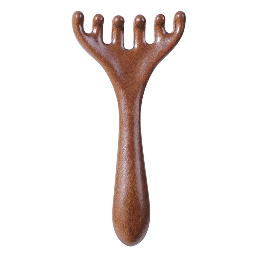 Wooden Meridian Massage Comb Anti-static 6-Claw Head Massager Promote Blood Circulation Body BGua Sha Tool Head Massage Brush
