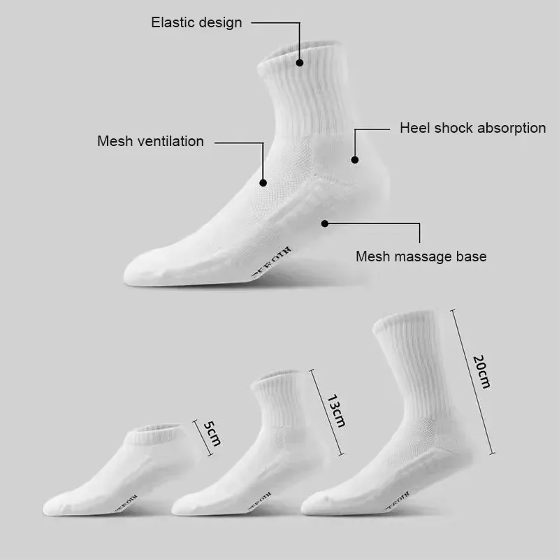 10pairs HLHYX Socks Men's Cotton Deodorant Winter Towel Bottom with Mid-tube White Stockings Thickened Sports Basketball Socks