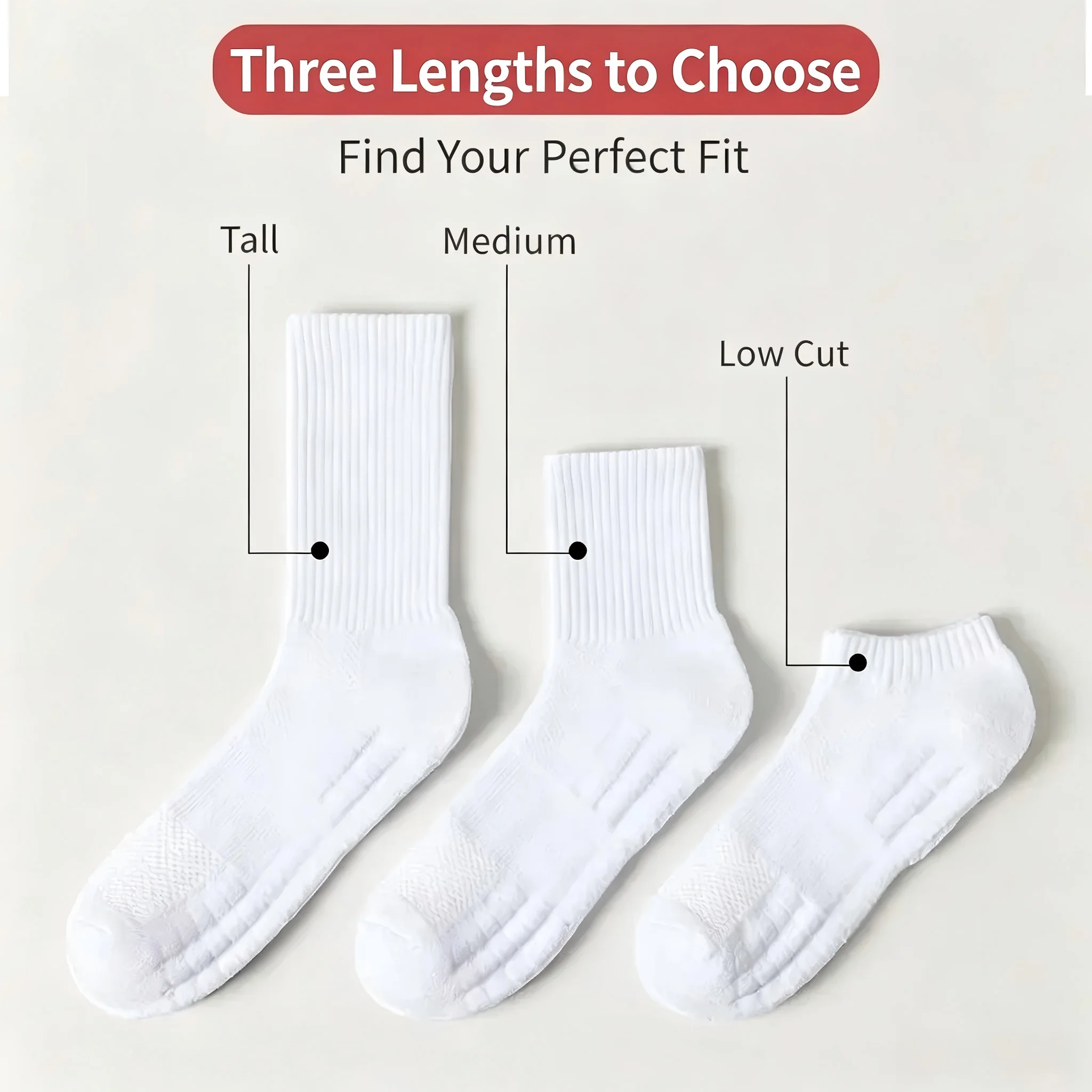10pairs HLHYX Socks Men's Cotton Deodorant Winter Towel Bottom with Mid-tube White Stockings Thickened Sports Basketball Socks