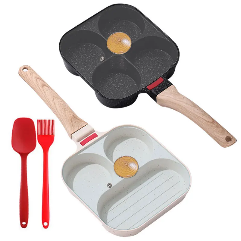 3/4 Cups Egg Frying Pan with Lid Nonstick Omelet Pancake Pan Fried Egg Pans Breakfast Grill Skillet Hamburger Steak Cooker Pan