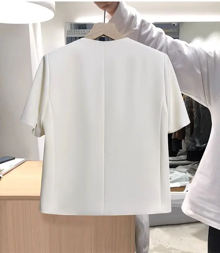 High Quality Short-Sleeved Suit Coat Women Summer New Western-style Jacket Fashiona Outcoat Single-Breasted Overwear Femme Top