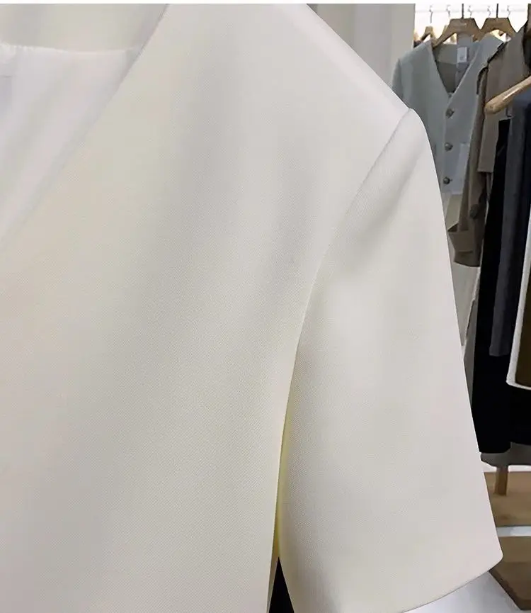 High Quality Short-Sleeved Suit Coat Women Summer New Western-style Jacket Fashiona Outcoat Single-Breasted Overwear Femme Top
