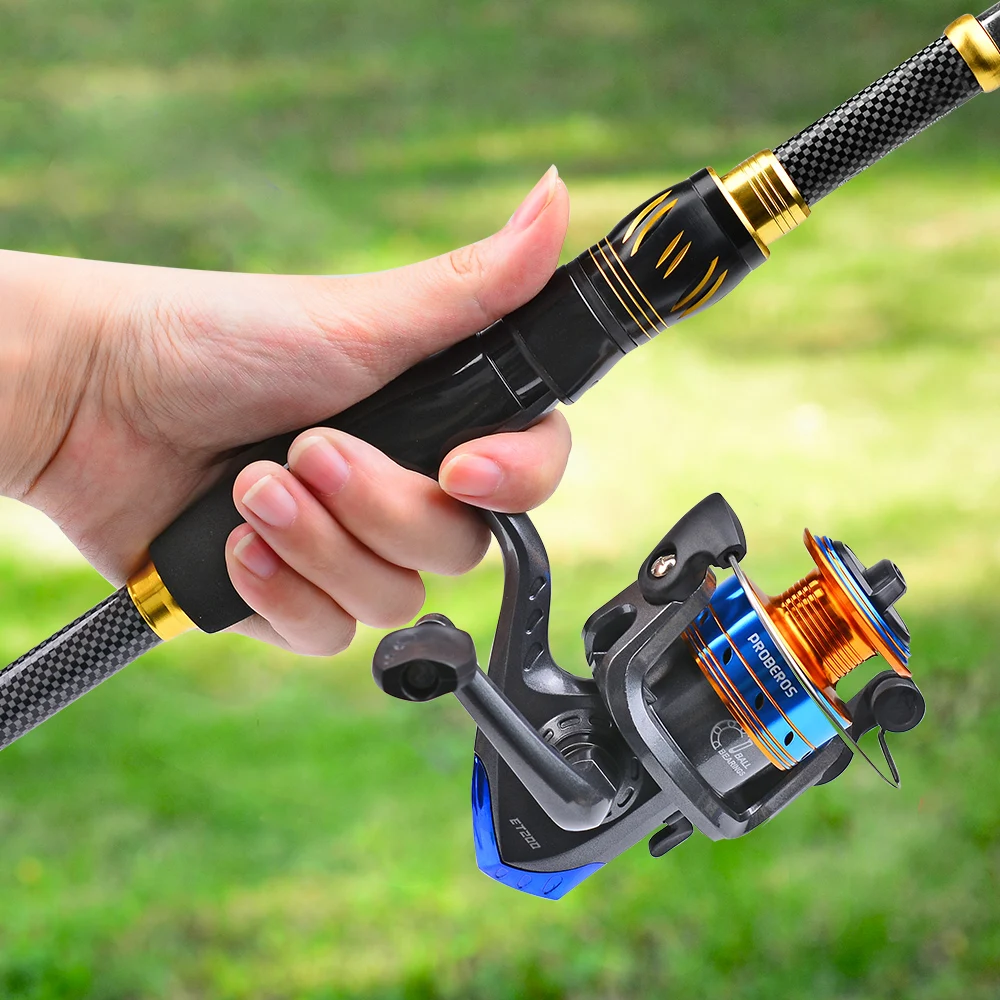 PROBEROS 1.5m-2.4m Fishing Rod and Reel Combo Kit Spinning Fishing Reel and Spinning Rods Fishing Line Lure Bag Hooks Full Set