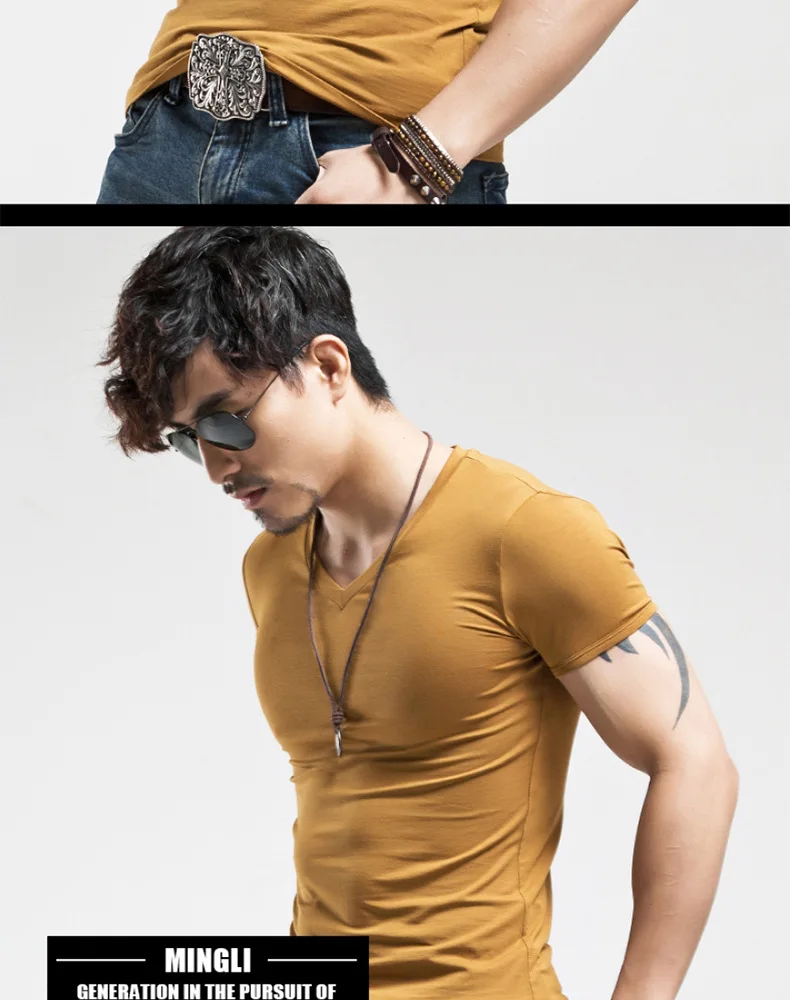 MRMT Brand New Mens T Shirt Pure Color V Collar Short Sleeved Men T-Shirt Black Tights Man T-Shirts Fitness For Male Clothes
