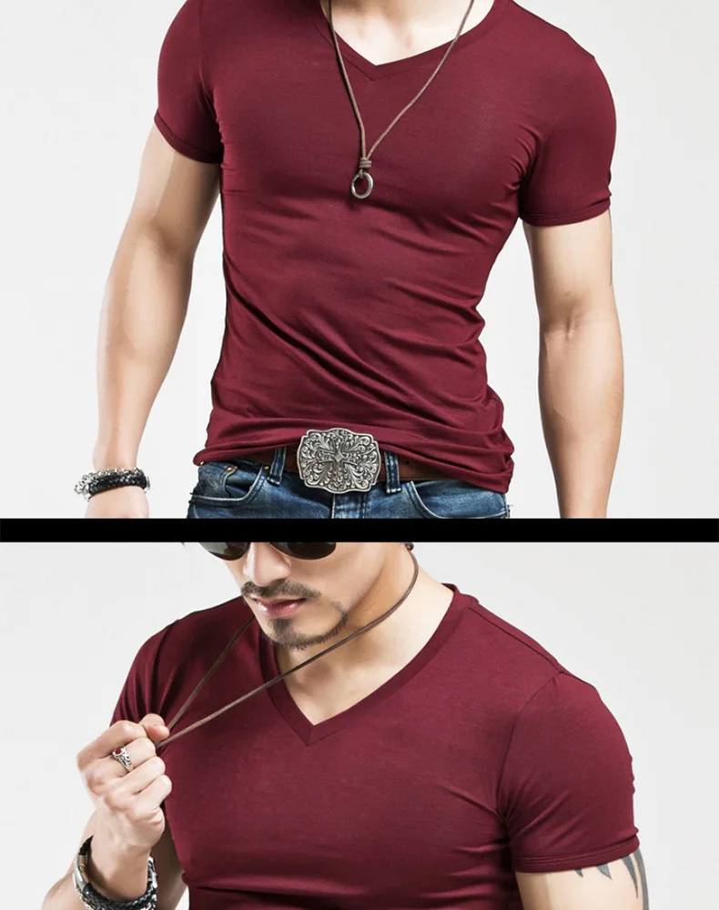 MRMT Brand New Mens T Shirt Pure Color V Collar Short Sleeved Men T-Shirt Black Tights Man T-Shirts Fitness For Male Clothes