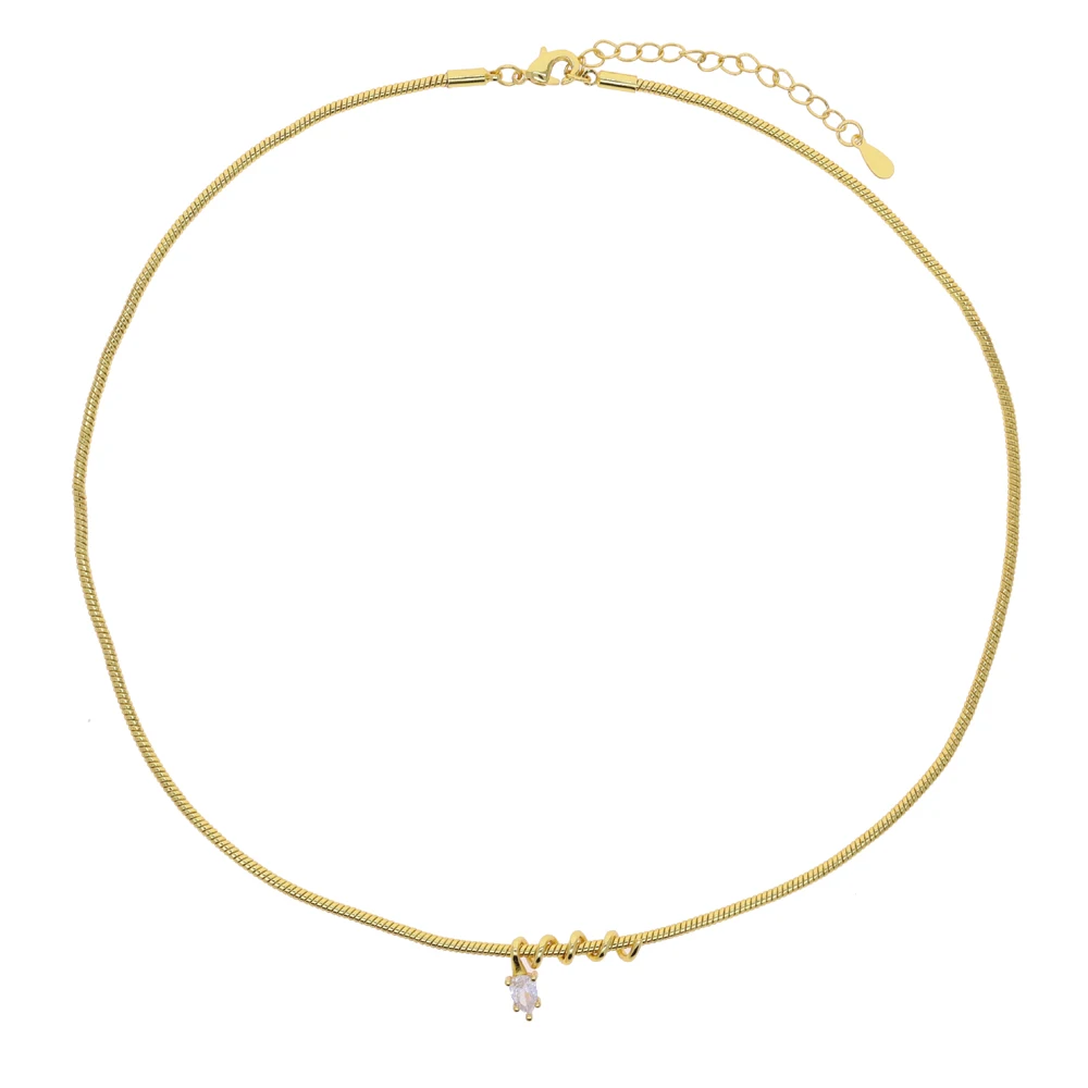 2026 New Fashion Drop Shaped CZ Spiral Snake Chain Necklace For Women Party Special Trendy Jewelry