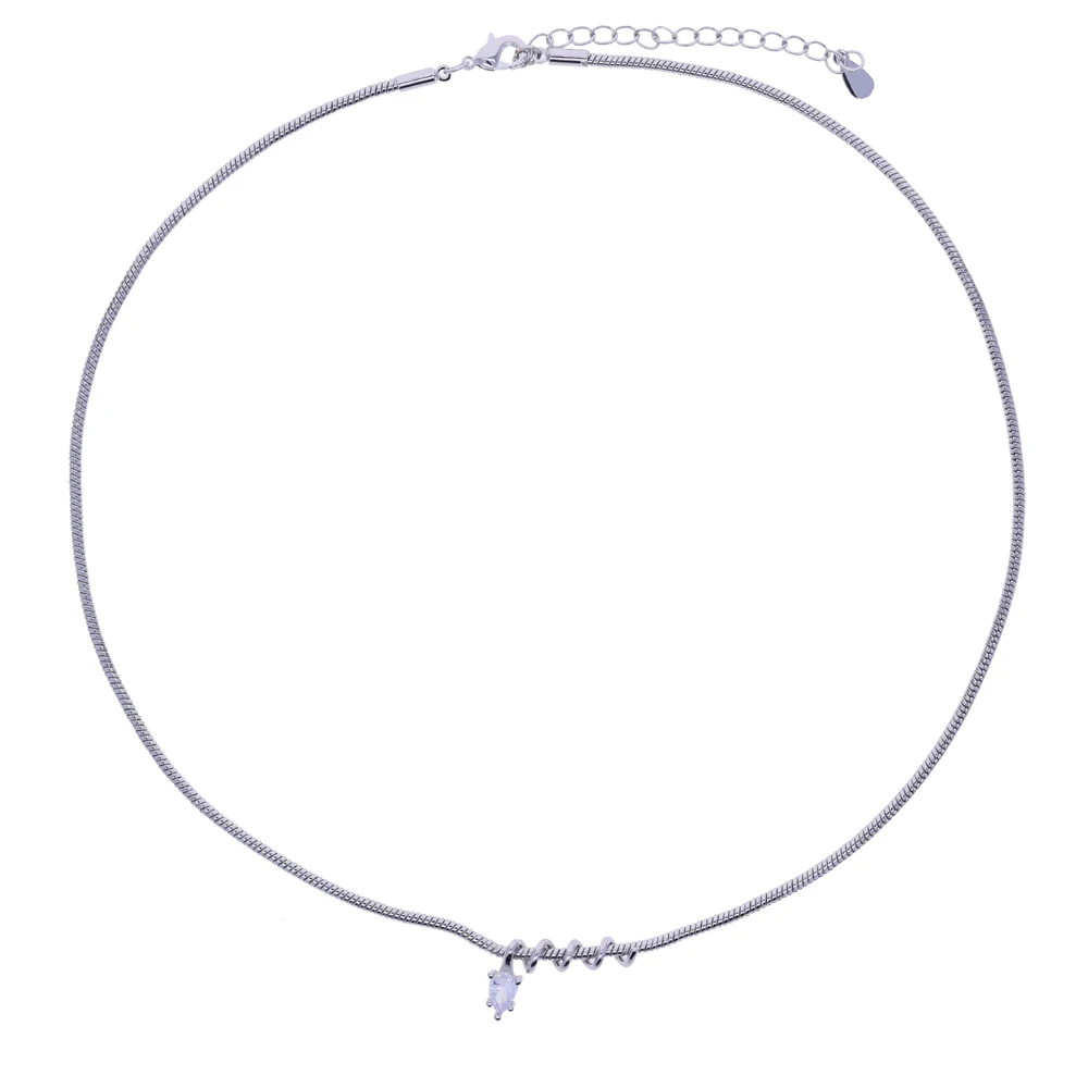 2026 New Fashion Drop Shaped CZ Spiral Snake Chain Necklace For Women Party Special Trendy Jewelry