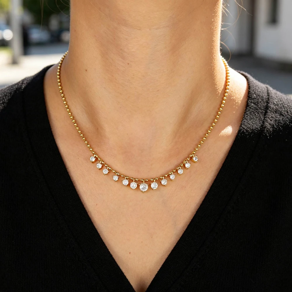 2026 New Fashion Drop Shaped CZ Spiral Snake Chain Necklace For Women Party Special Trendy Jewelry
