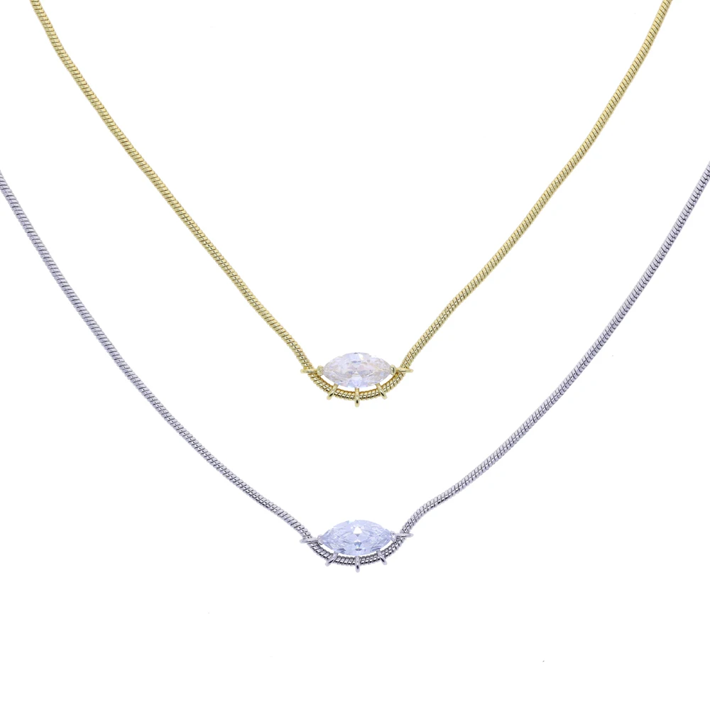 2026 New Fashion Drop Shaped CZ Spiral Snake Chain Necklace For Women Party Special Trendy Jewelry